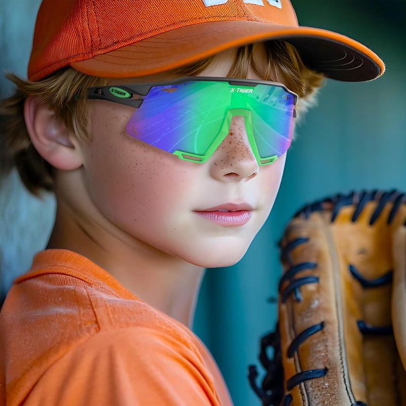 Xtiger Polarized Kids Sunglasses Youth Baseball Sunglasses UV400 Boys Girls Sports Sun Glasses for Softball Cycling Scooter - Image 2